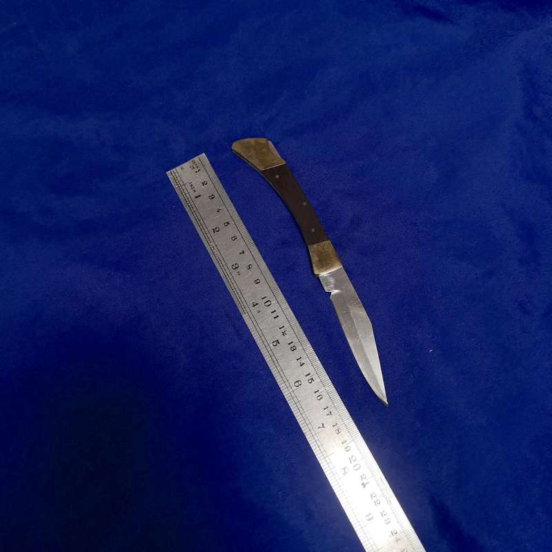 Vintage Lockback Wood, Brass & steel Pocket Knife