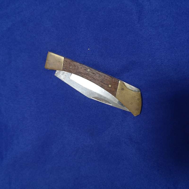 Vintage Lockback Wood, Brass & steel Pocket Knife