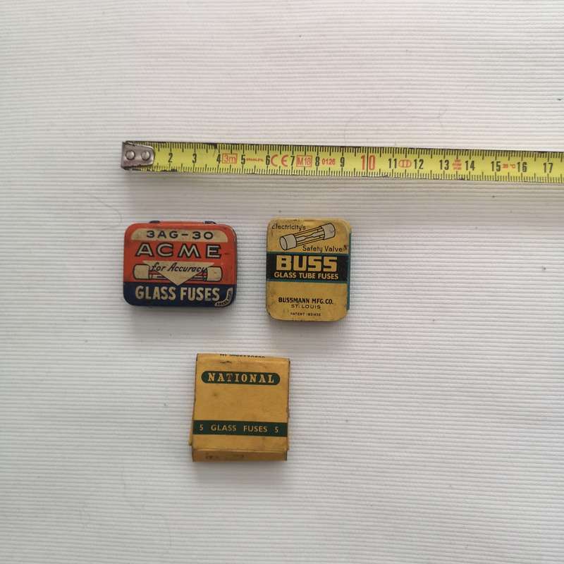 ACME Vintage Glass fuses with mini packaging tins