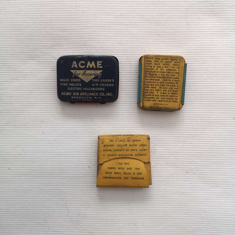 ACME Vintage Glass fuses with mini packaging tins