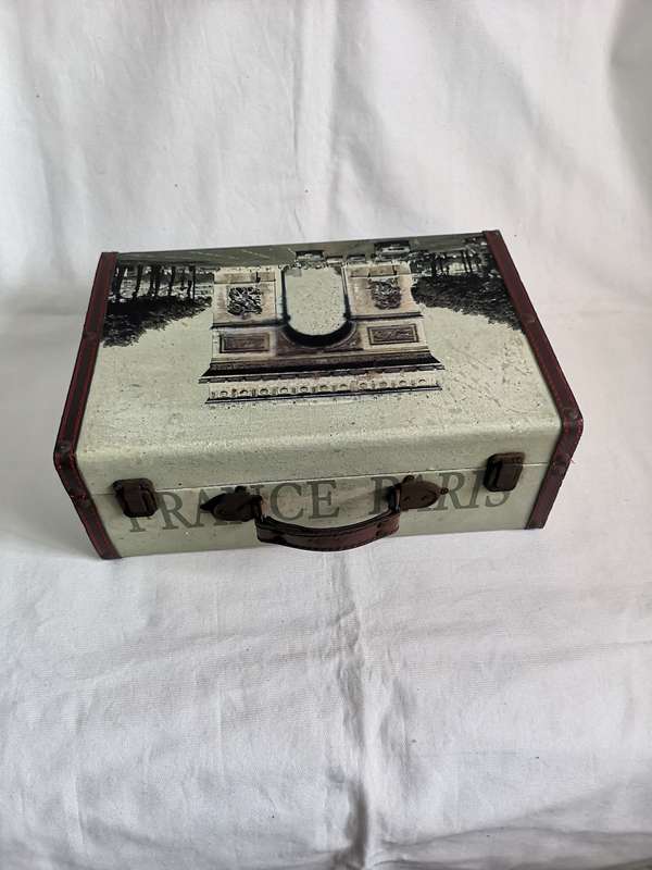 France or Paris Case- Vintage with Metal Handles and Hinge
