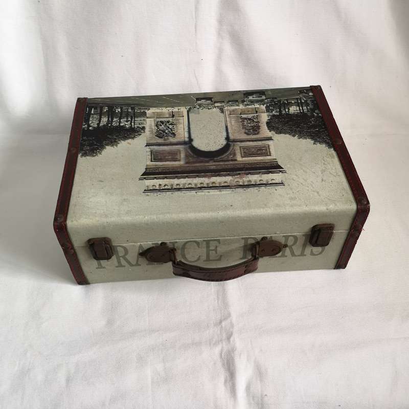 France or Paris Case- Vintage with Metal Handles and Hinge