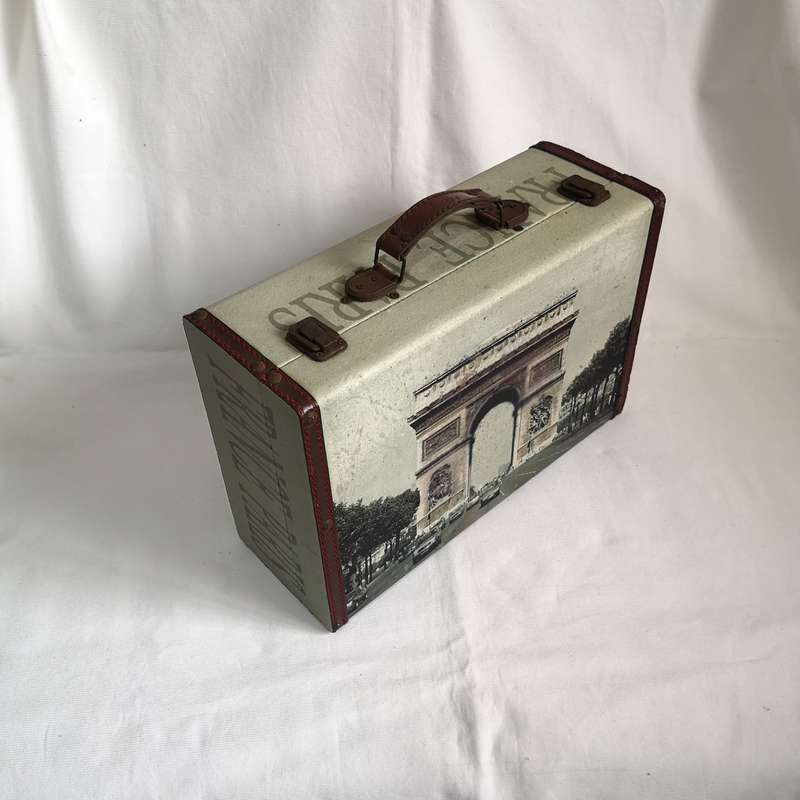 France or Paris Case- Vintage with Metal Handles and Hinge
