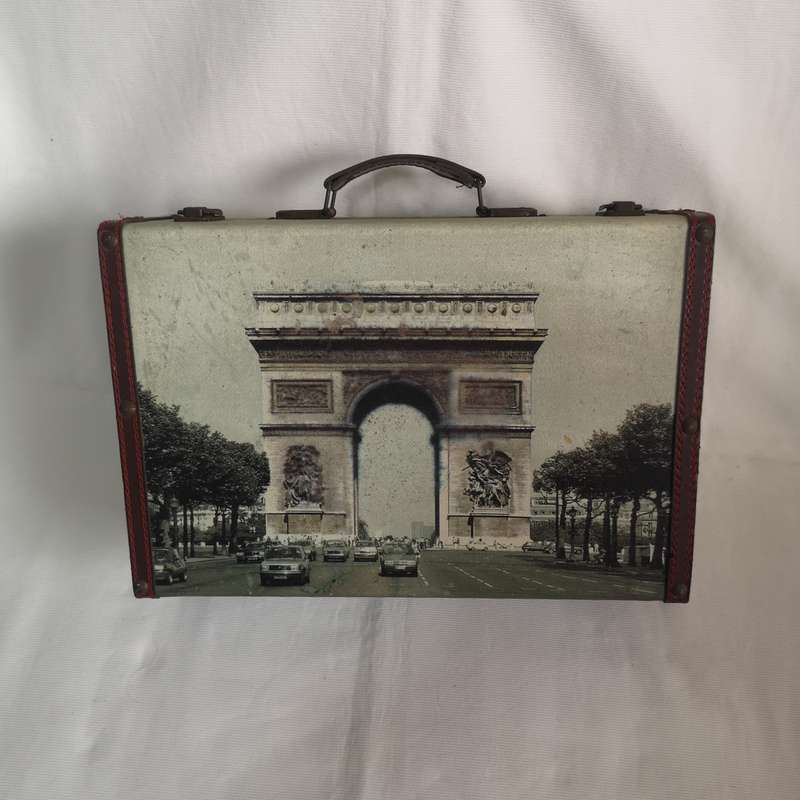 France or Paris Case- Vintage with Metal Handles and Hinge