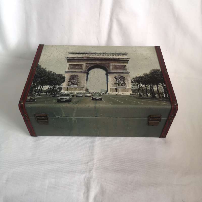 France or Paris Case- Vintage with Metal Handles and Hinge