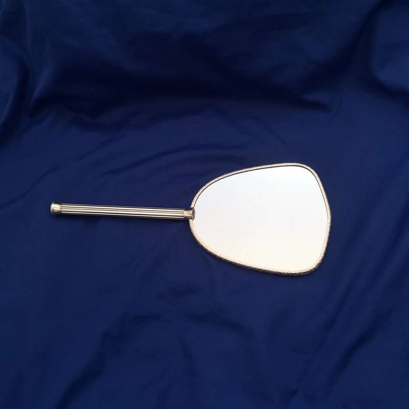 Vintage Handheld Floral Vanity Mirror- English