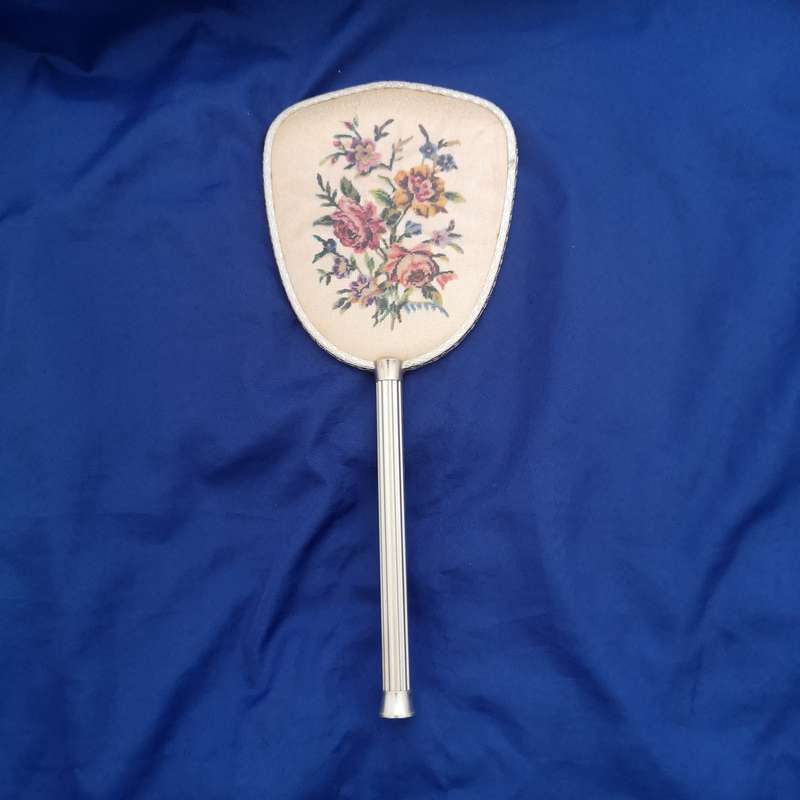 Vintage Handheld Floral Vanity Mirror- English