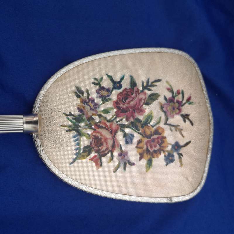 Vintage Handheld Floral Vanity Mirror- English