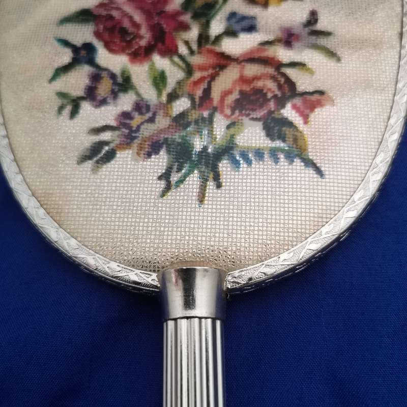 Vintage Handheld Floral Vanity Mirror- English