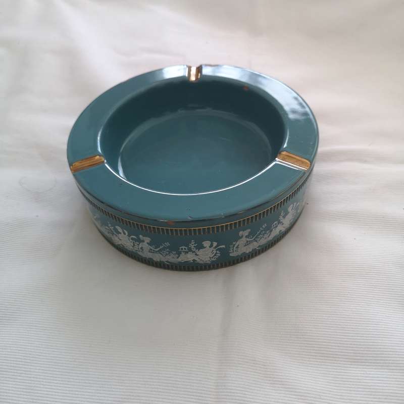 Vintage Florentine Ashtray. Handmade, Handpainted 24ct plating