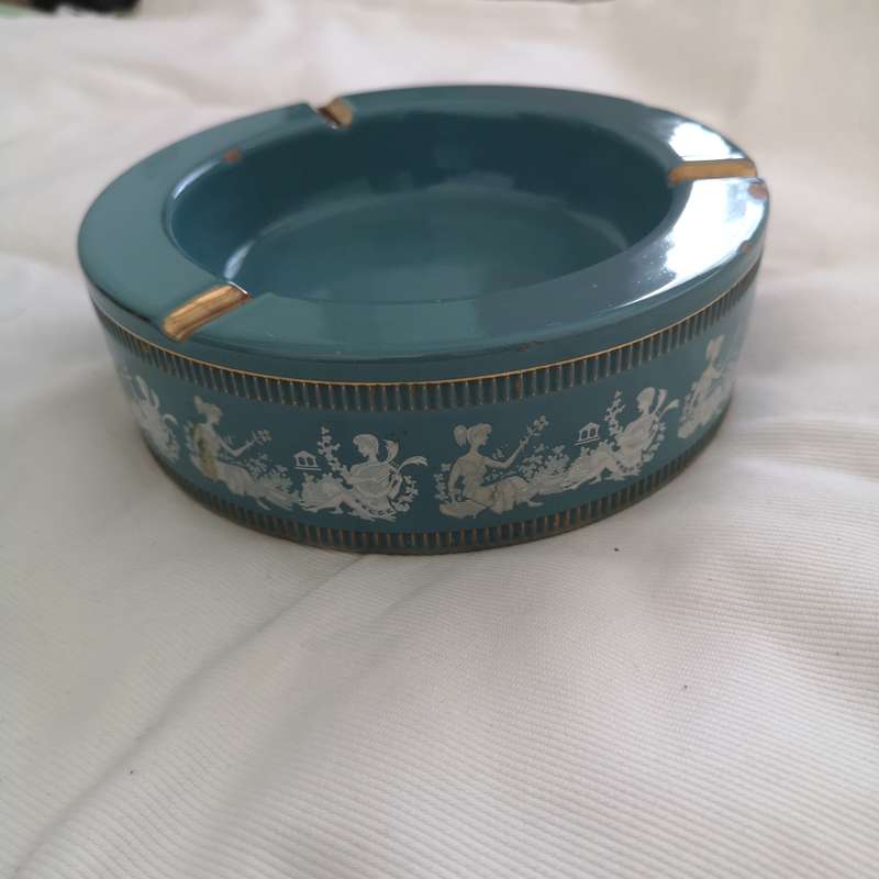 Vintage Florentine Ashtray. Handmade, Handpainted 24ct plating