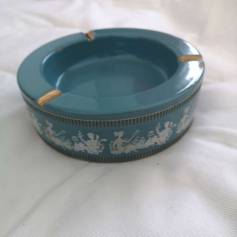 Vintage Florentine Ashtray. Handmade, Handpainted 24ct plating