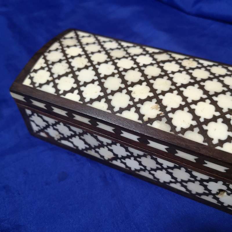 Intricate Mughal Design Wood Bone Inlay  Jewellery Decorative Boxes with Handmade Key