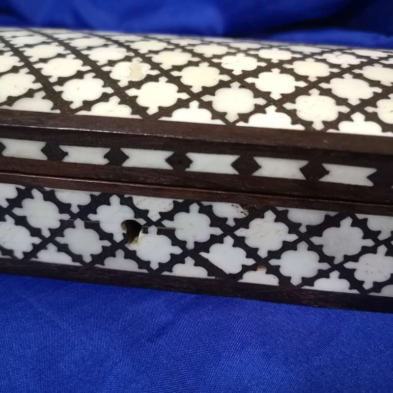 Intricate Mughal Design Wood Bone Inlay  Jewellery Decorative Boxes with Handmade Key