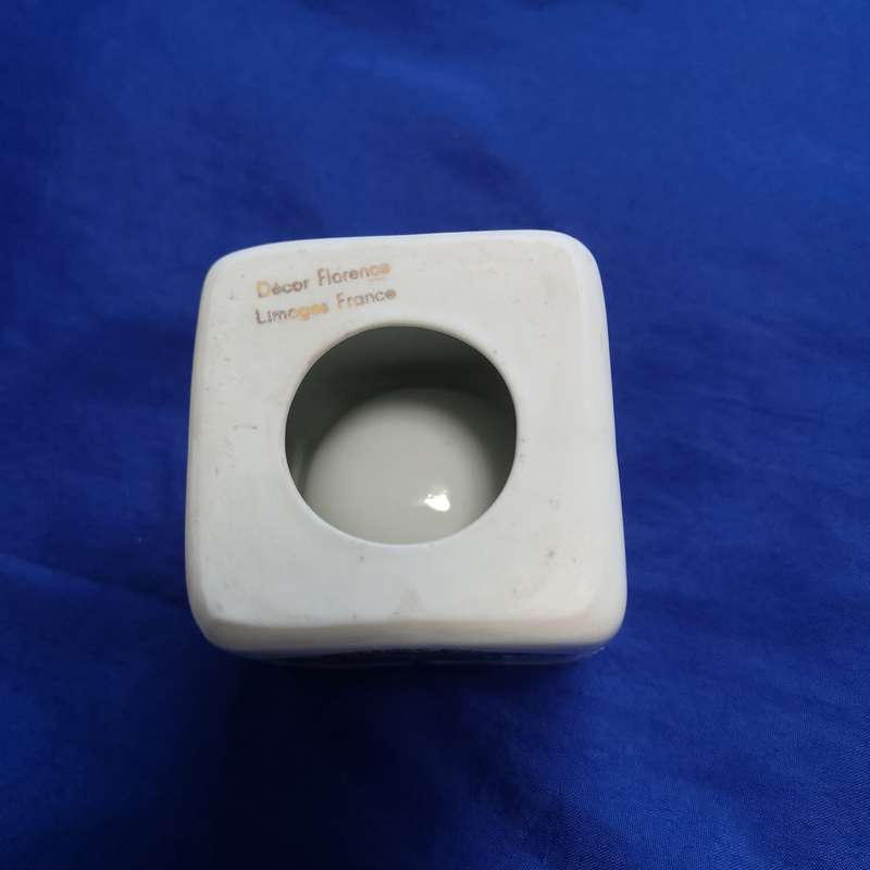 Vintage Limoges Porcelain Block Cube Ashtray France Souvenir