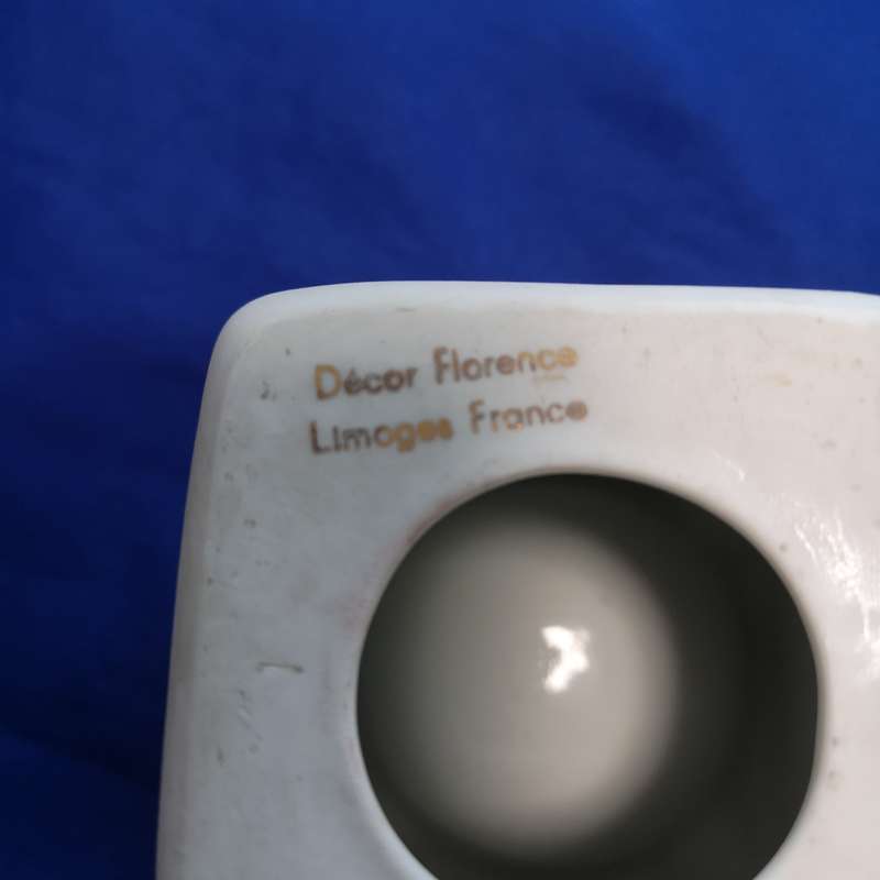 Vintage Limoges Porcelain Block Cube Ashtray France Souvenir