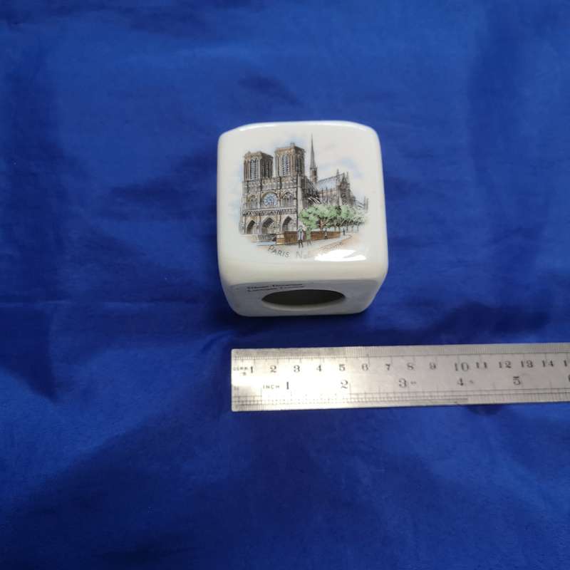 Vintage Limoges Porcelain Block Cube Ashtray France Souvenir