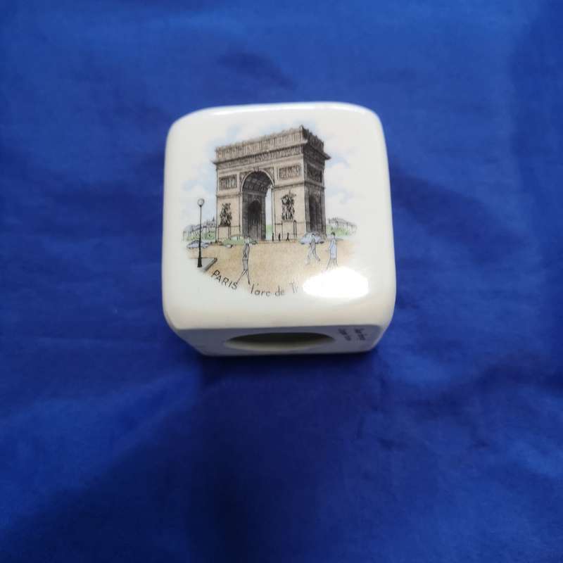 Vintage Limoges Porcelain Block Cube Ashtray France Souvenir