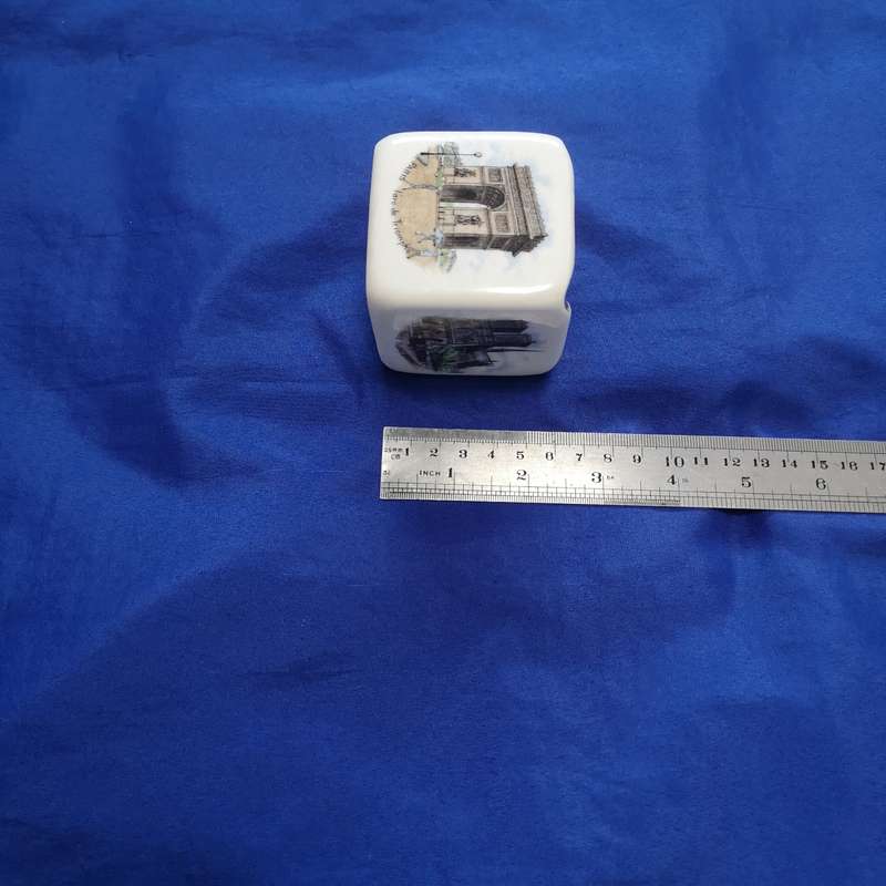 Vintage Limoges Porcelain Block Cube Ashtray France Souvenir