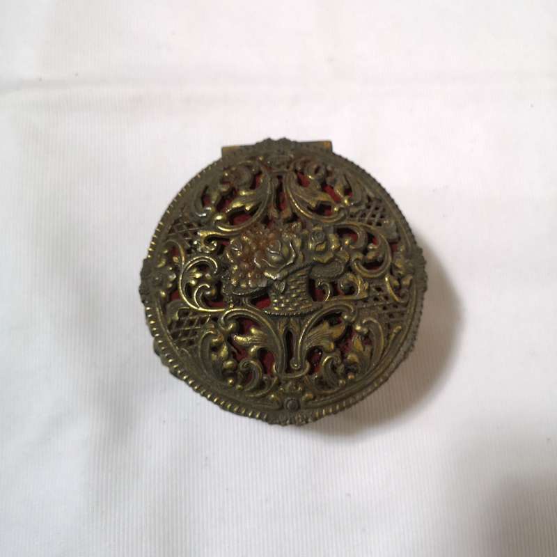 Ornate Footed Brass Metal Trinket Jewelry Box