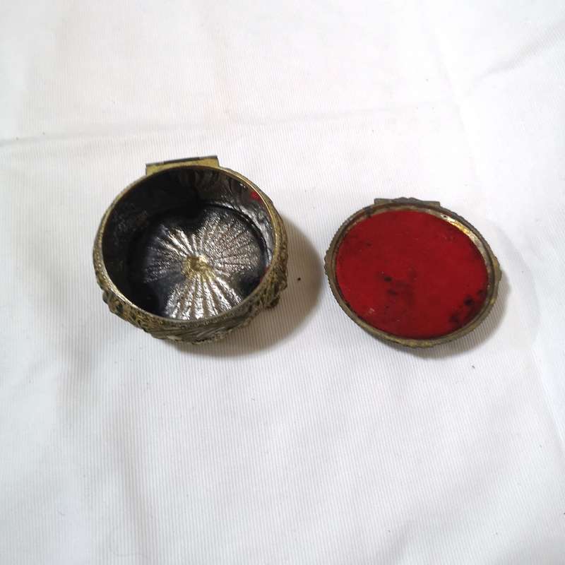 Ornate Footed Brass Metal Trinket Jewelry Box