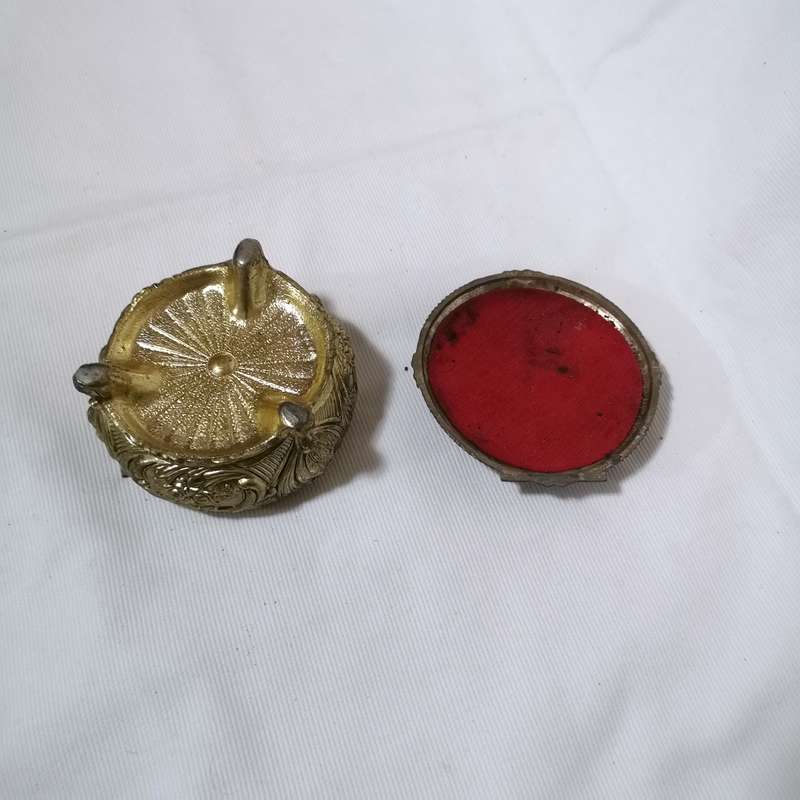 Ornate Footed Brass Metal Trinket Jewelry Box