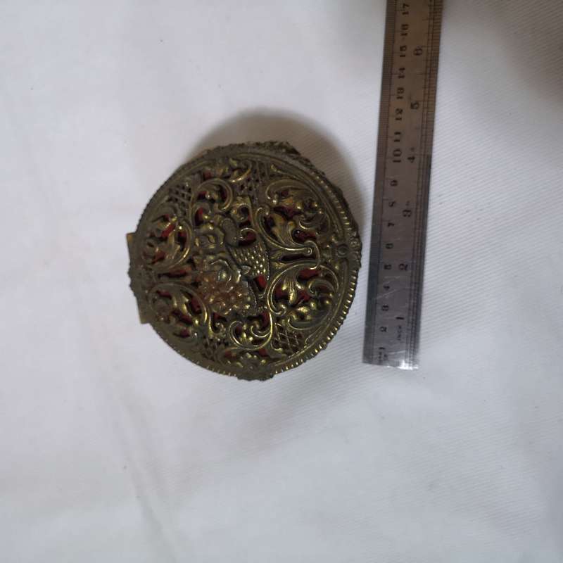 Ornate Footed Brass Metal Trinket Jewelry Box