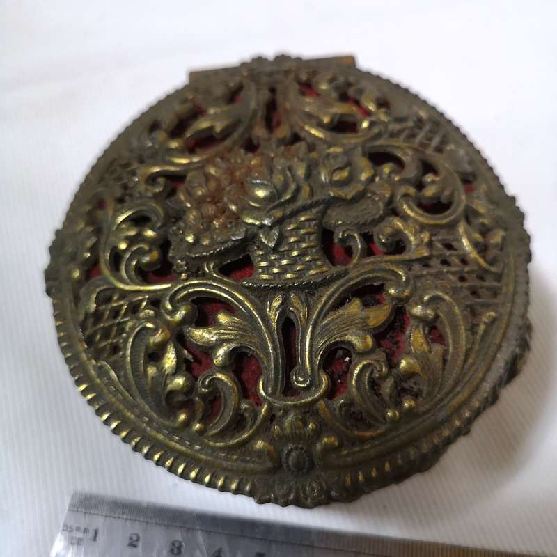 Ornate Footed Brass Metal Trinket Jewelry Box