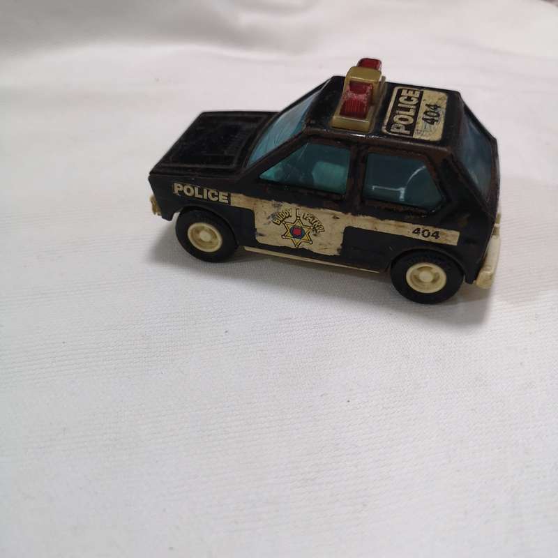 BUDDY L 5 Black POLICE Patrol CAR Toy TINPLATE Metal VINTAGE 1980 VW POLO