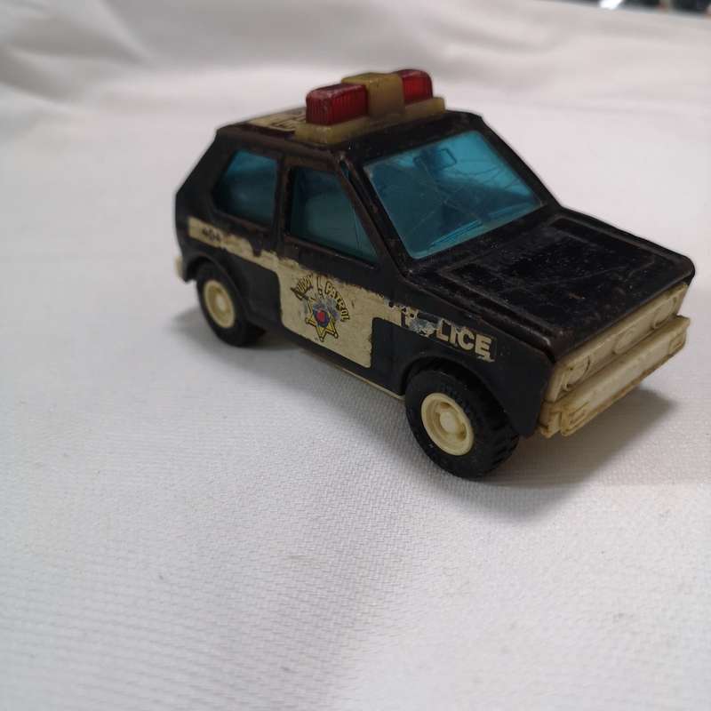 BUDDY L 5 Black POLICE Patrol CAR Toy TINPLATE Metal VINTAGE 1980 VW POLO