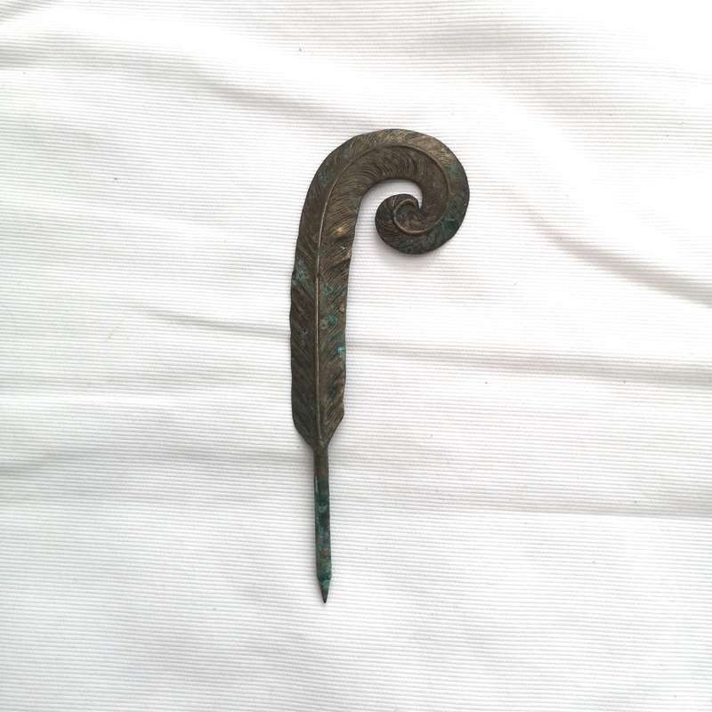 Antique Bronze stylus with bronze feather