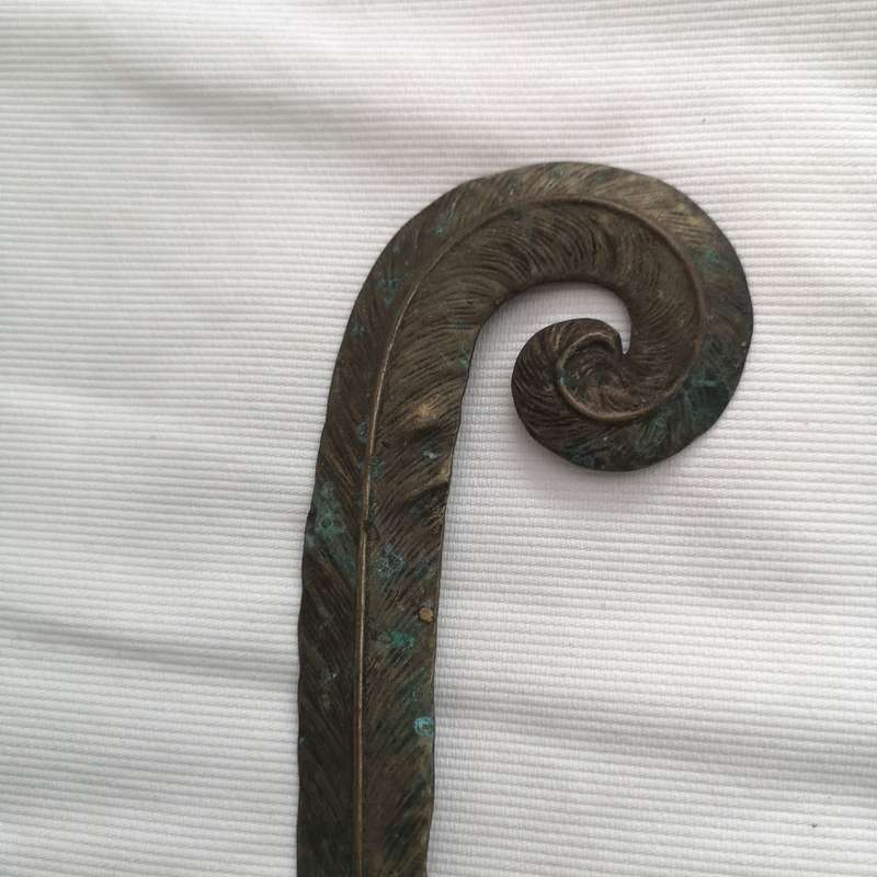 Antique Bronze stylus with bronze feather