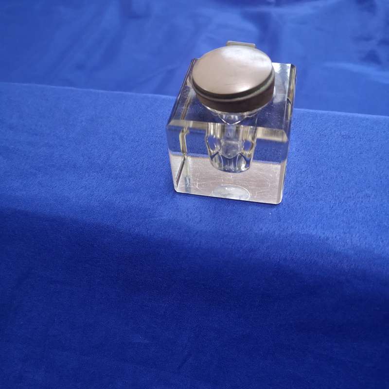 Hallmarked Sterling Silver & Glass Inkwell Birmingham 1900s