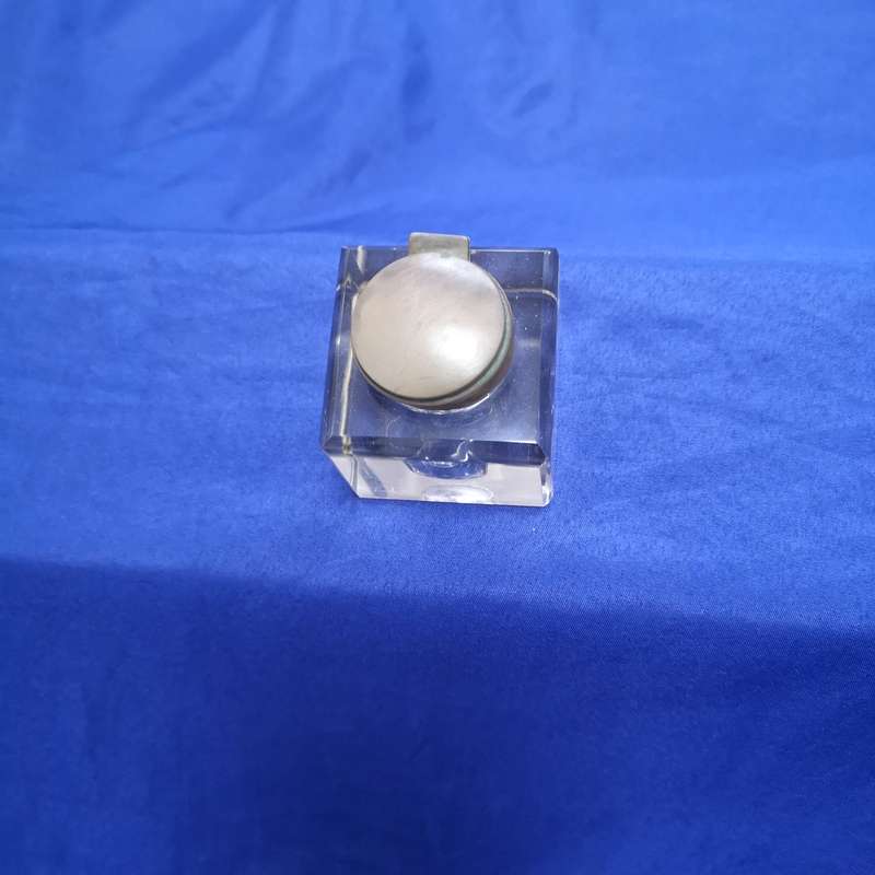 Hallmarked Sterling Silver & Glass Inkwell Birmingham 1900s