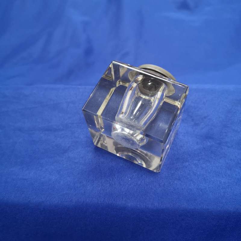 Hallmarked Sterling Silver & Glass Inkwell Birmingham 1900s