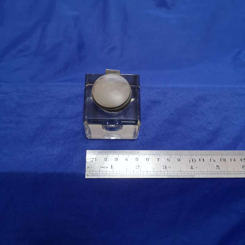 Hallmarked Sterling Silver & Glass Inkwell Birmingham 1900s