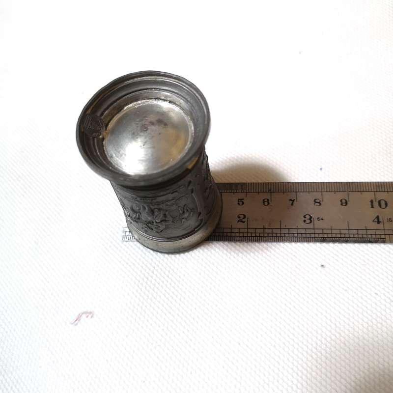 FEIN ZINN Pewter 3-Scene SHOT GLASS- American Indian scenes