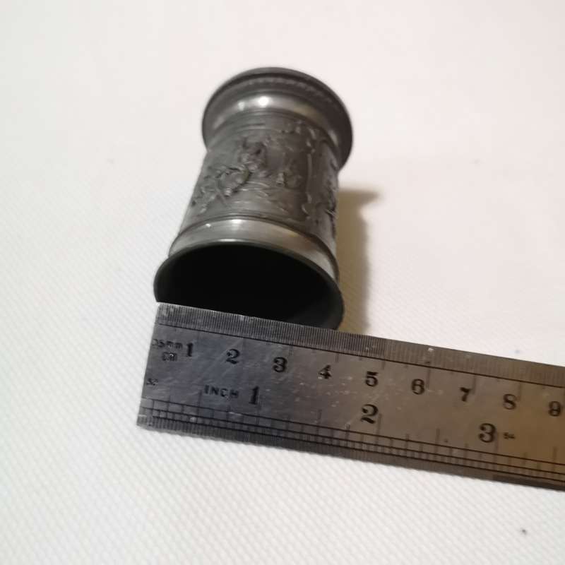 FEIN ZINN Pewter 3-Scene SHOT GLASS- American Indian scenes