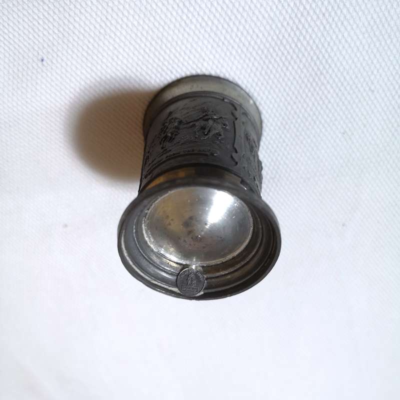 FEIN ZINN Pewter 3-Scene SHOT GLASS- American Indian scenes