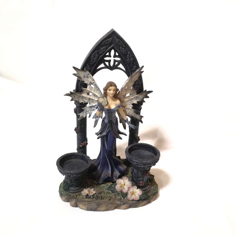 Gothic Fairy Fantasy in front of archway, tealight holder- Vintage