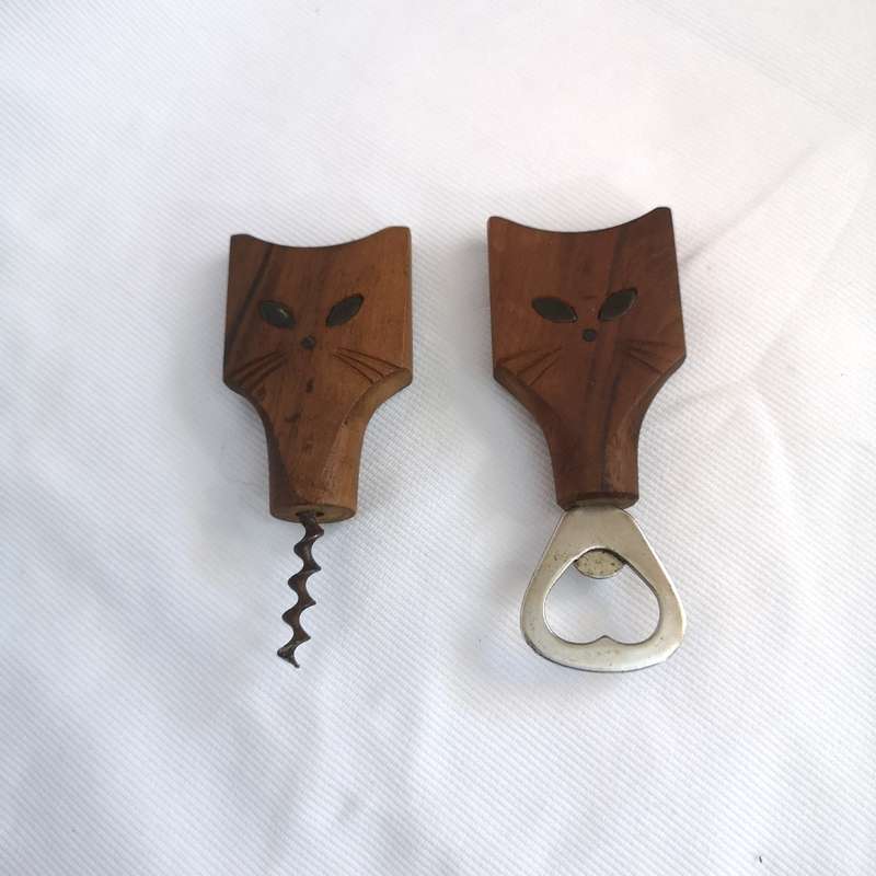Pussycat Bottle Opener Set- 70s Danish Design