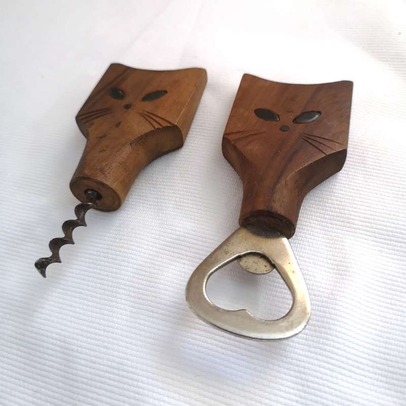 Pussycat Bottle Opener Set- 70s Danish Design