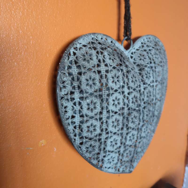 Perforated Metal Heart Hanging Decoration- Vintage