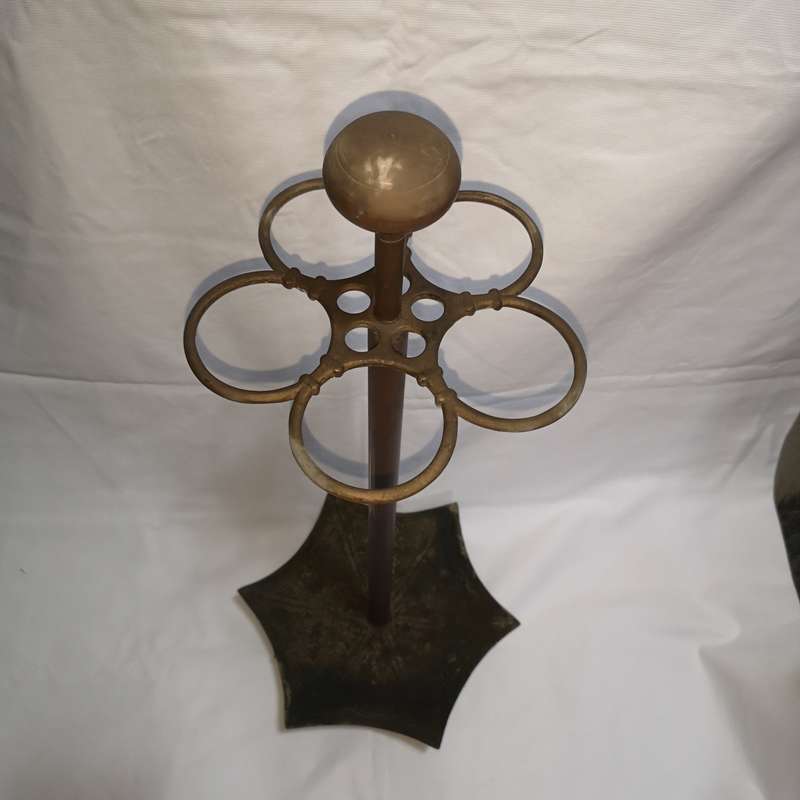 ANTIQUE 1900s Embossed Art Deco Brass Umbrella & Walking Stick Stand