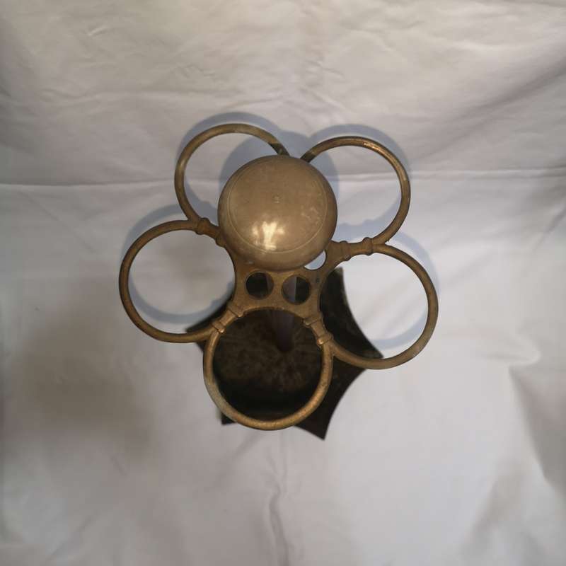 ANTIQUE 1900s Embossed Art Deco Brass Umbrella & Walking Stick Stand