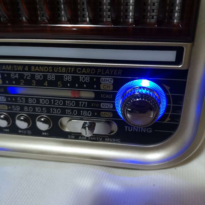 Rechargeable Vintage Style Band Radio With USB, Bluetooth, Optional Solar Charging