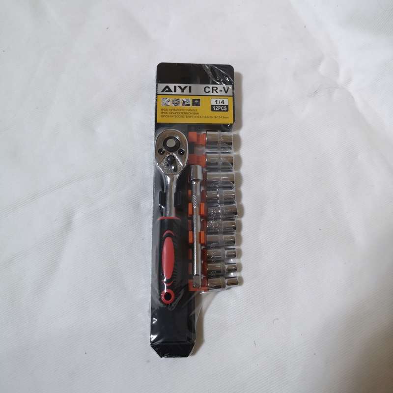 CrV 1/4 Adjustable Spanner Wrench Set Single Sided Combination Wrench- 12 Piece