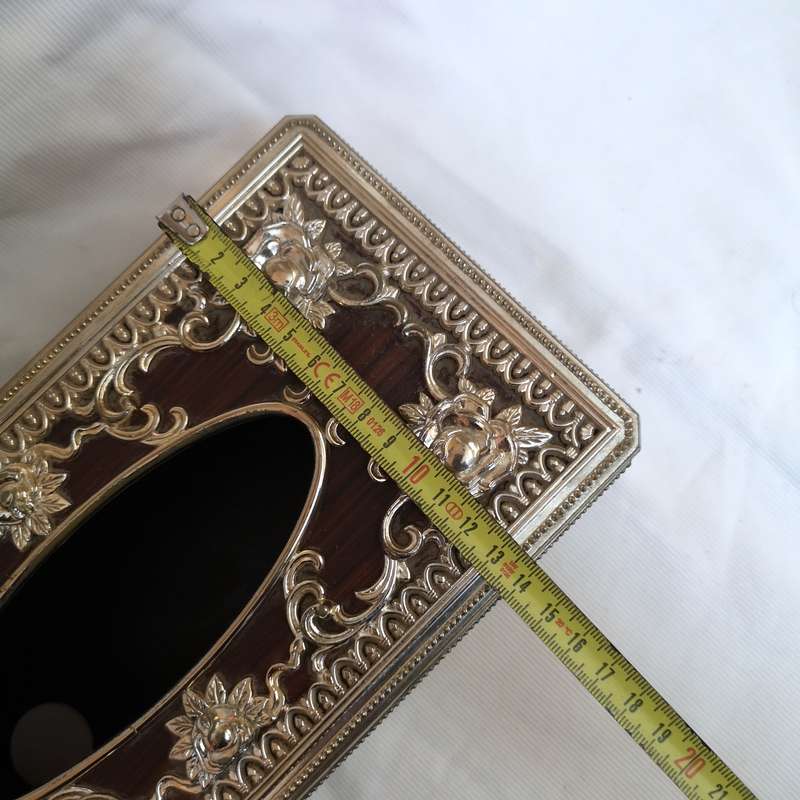 70s Kleenex Cover Box Woodgrain & Goldtone Finish- Made in Taiwan