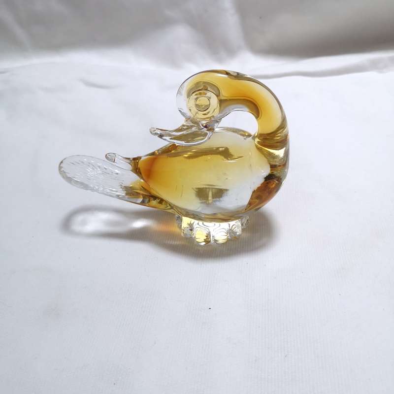 Murano Art Handmade Glass Yellow Gold Duck
