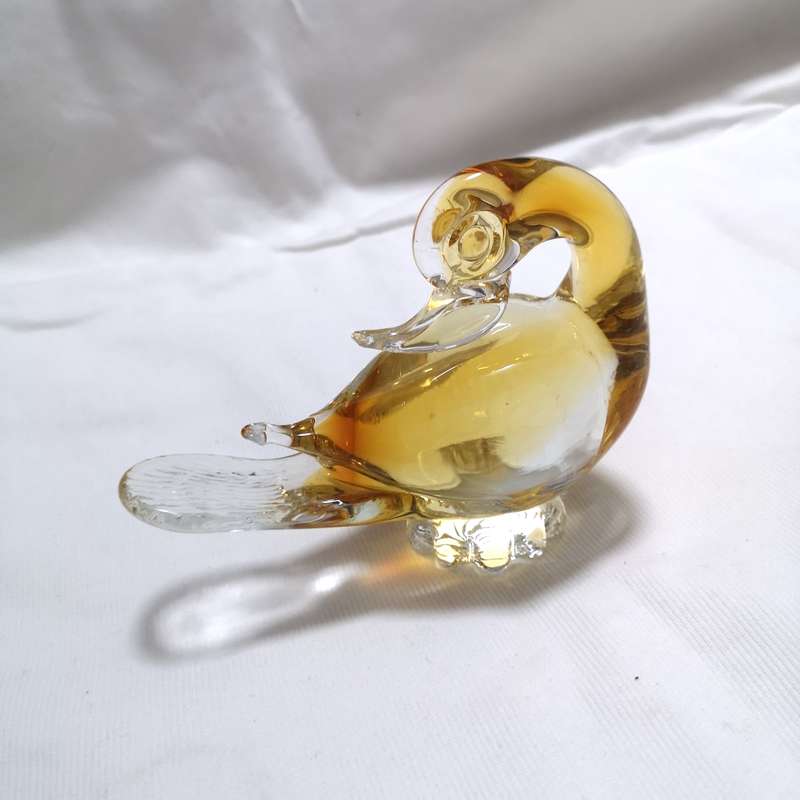 Murano Art Handmade Glass Yellow Gold Duck
